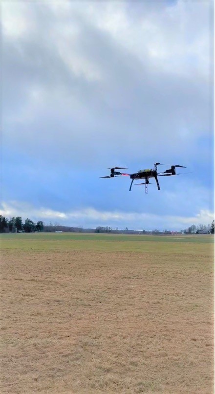 FLOX’s Hugin drone in action above one of the Swedish test fields