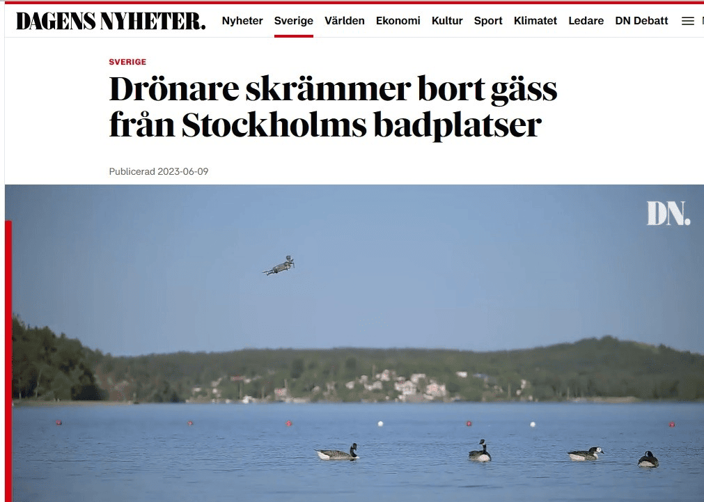 News article about our drones that scares away geese